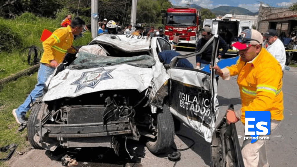 Tráiler le cayó encima a patrulla porque pillos balean camioneta