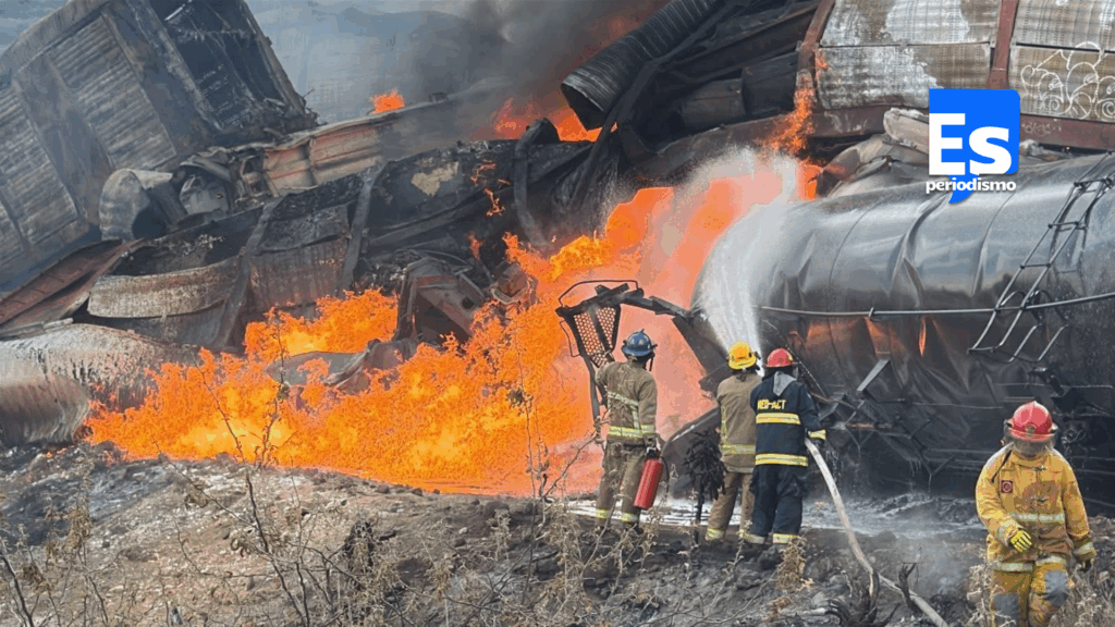 Descarriló e incendió tren