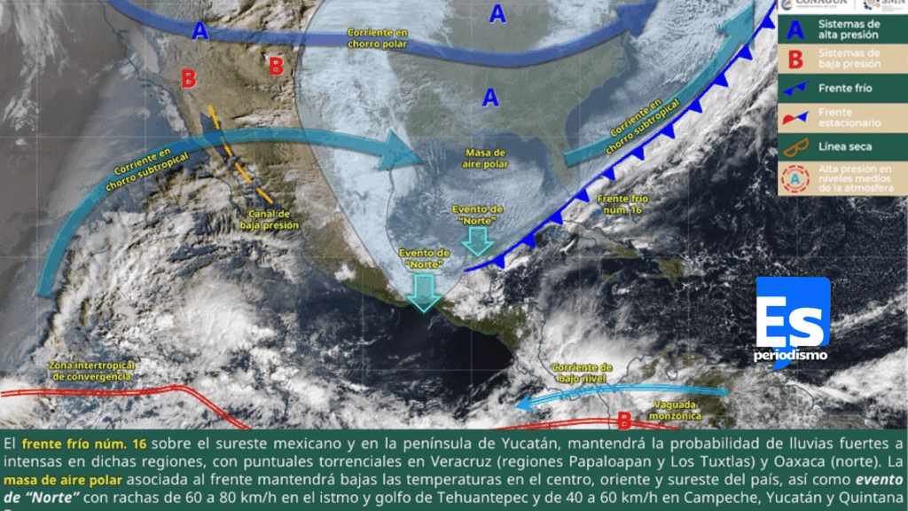 Instan a tomar precauciones por el Frente Frío 16