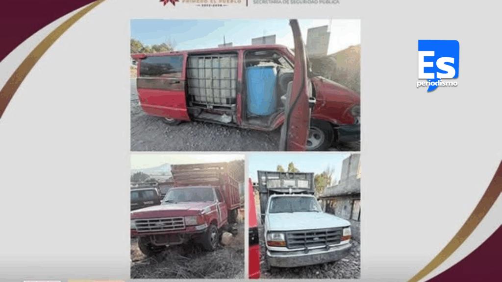Aseguran tres camionetas con