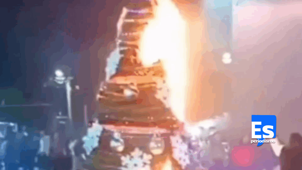 Chispa de pirotecnia incendió árbol