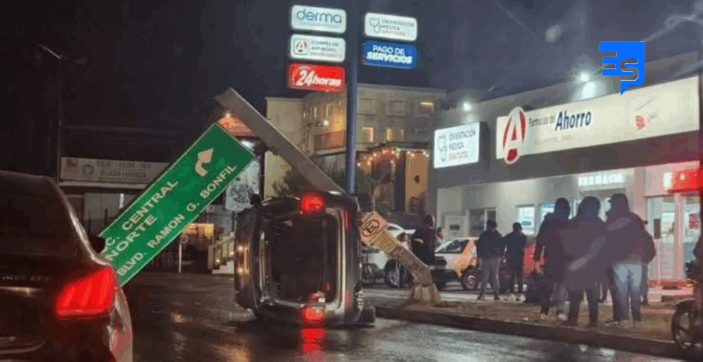 Conductor choca y derriba