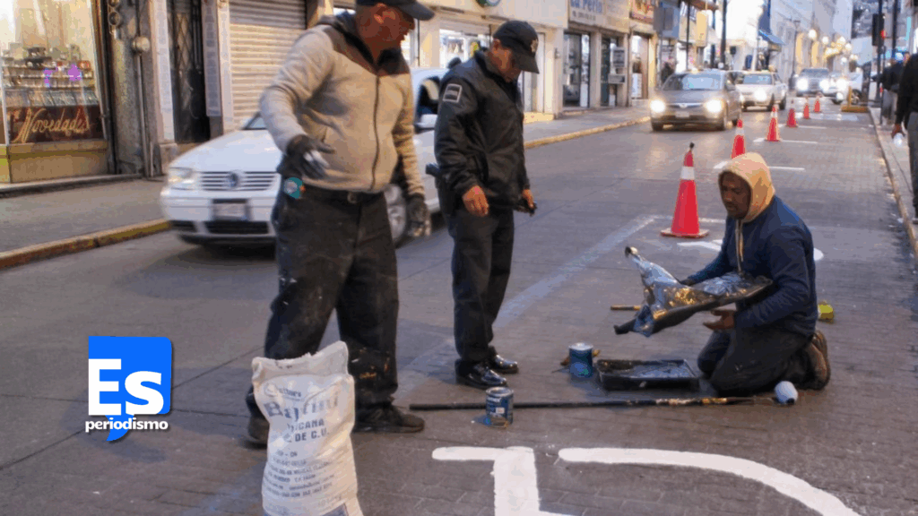 Balizamiento en la calle Guerrero