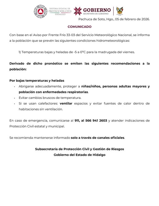 temperaturas de -5 a 0