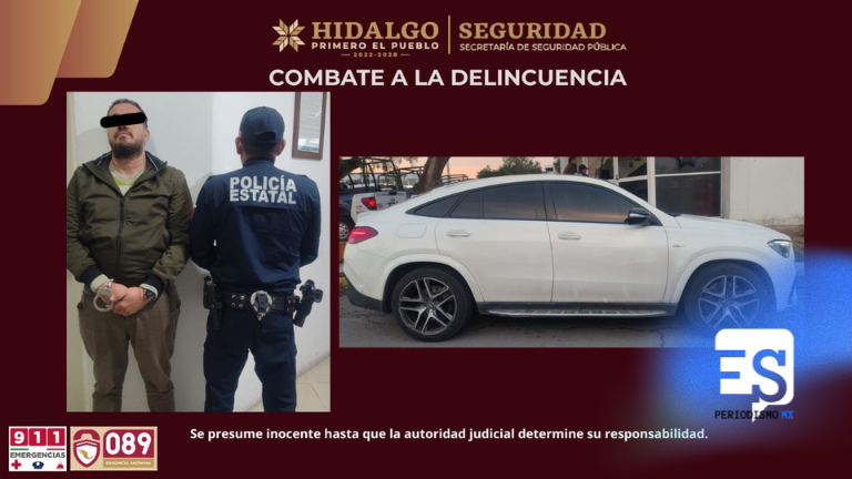 Tizayuca.- Luego de temeraria persecución en carretera con seguimiento de videovigilancia, recuperaron vehículo de alta gana robado en Galerías de Pachuca, asegurando al probable responsable, quien tiene en su expediente criminal al menos cinco órdenes de aprehensión. La Secretaría de Seguridad Pública de Hidalgo (SSPH), informó que, se activó un operativo policial derivado de un reporte mediante el número de emergencias 911, por el robo de un vehículo SUV Mercedes-Benz Clase GLE Coupé, blanca, con rines deportivos, en el interior de una plaza comercial en el municipio de Pachuca de Soto. En coordinación con el Centro de Control, Comando, Comunicaciones, Cómputo, Coordinación e Inteligencia (C5i), se desarrolló ese operativo de búsqueda, dándole seguimiento mediante la red de videovigilancia y los arcos carreteros instalados en las principales vialidades de la entidad. Esas labores permitieron localizar el vehículo y a su ocupante cuando intentaban salir del estado utilizando la carretera federal México–Pachuca, por lo cual fue intervenido a la altura de la localidad de Huitzila, municipio de Tizayuca. En el sitio fue asegurado el conductor de la unidad, quien, al verificar su situación legal, cuenta con cinco órdenes de aprehensión vigentes. La persona, junto con el vehículo recuperado, fue puesta a disposición del Ministerio Público, autoridad encargada de integrar la carpeta de investigación correspondiente y determinar su situación jurídica.