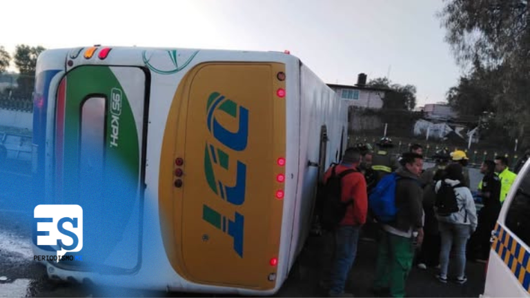 Volcadura de autobús ODT tras chocar